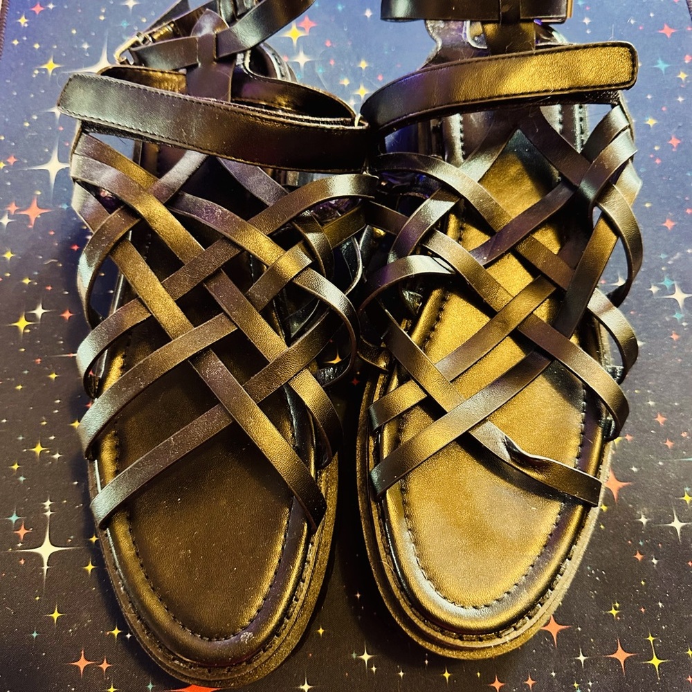 Nasty Gal gladiator like black sandals size 10